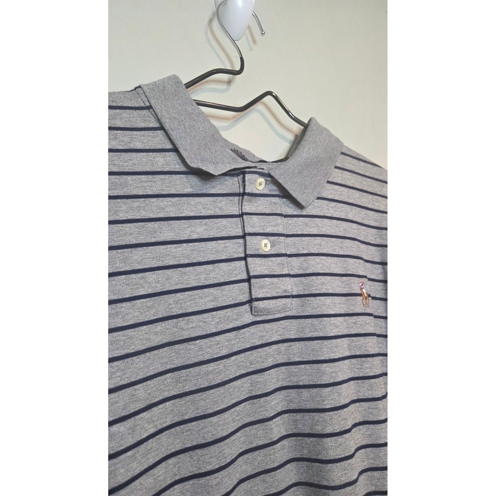 Old‎ Money Polo Ralph Lauren Striped Pima Soft Touch Polo Shirt Mens XXL Gray